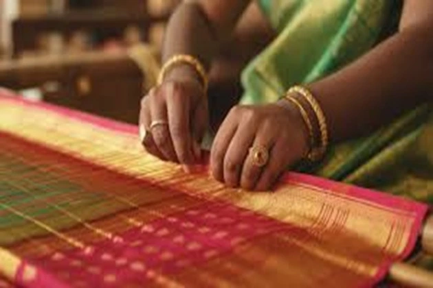 The making of the saree is the responsibility of men.
