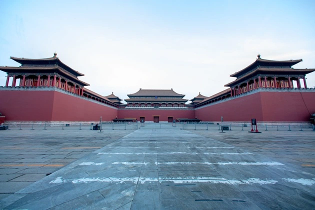 The purple-red walls of the Forbidden City.